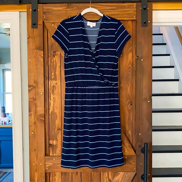 Navy blue faux wrap dress - Picture 1 of 1